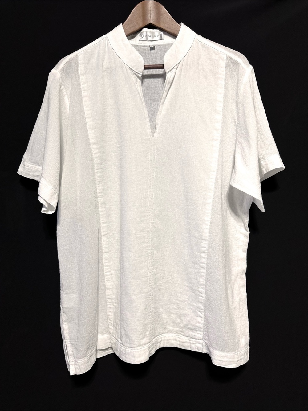 Amiani Organic Cotton White Resort Shirt Coastal Grandpa Beach L